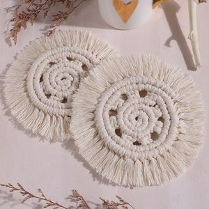 NEW  Handmade Nordic Style Hand-woven Coaster 100% Cotton Boho Dining Mat Tulum